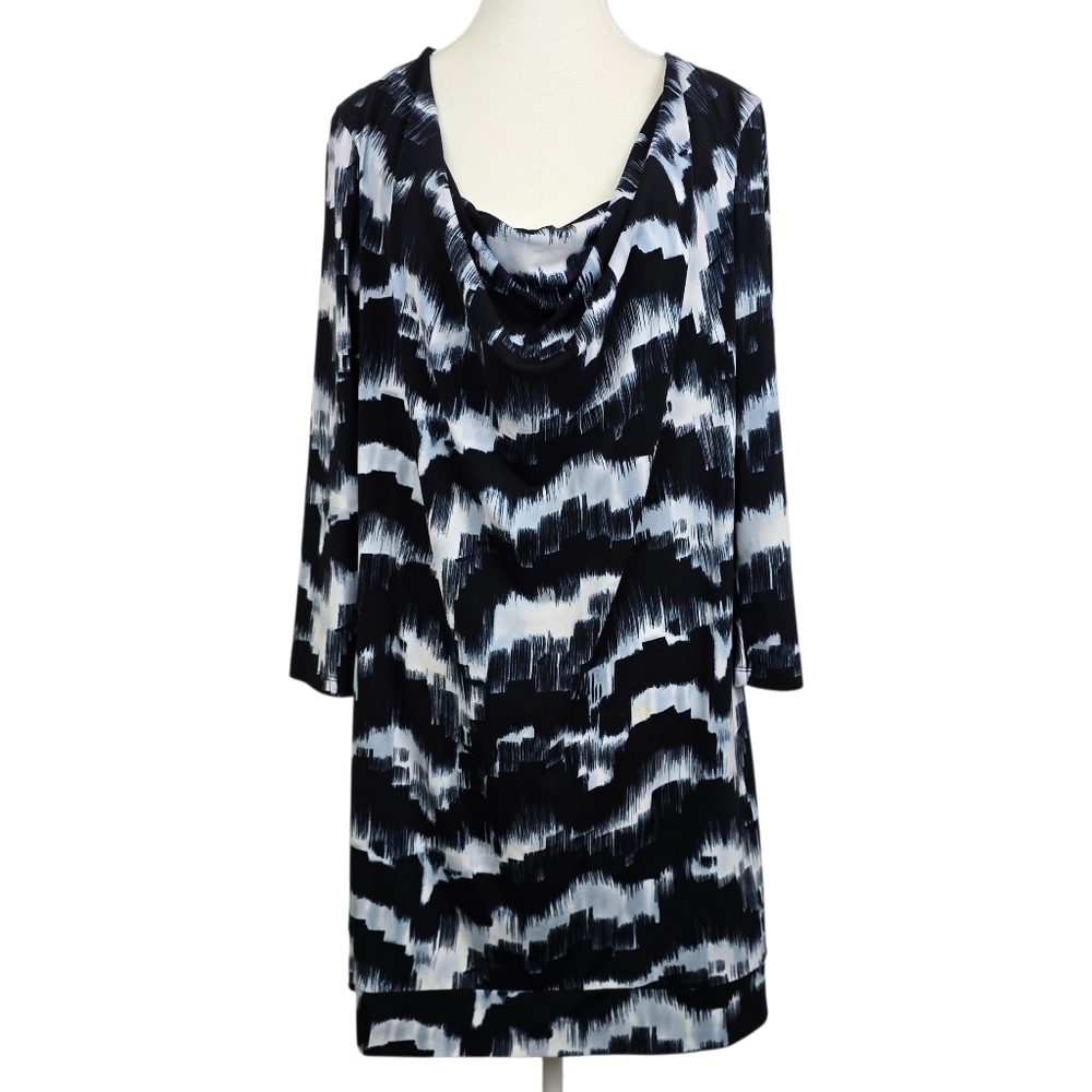 MICHAEL Michael Kors Cowl Neck Marbled Design Midi Shift Dress Size L Officewear